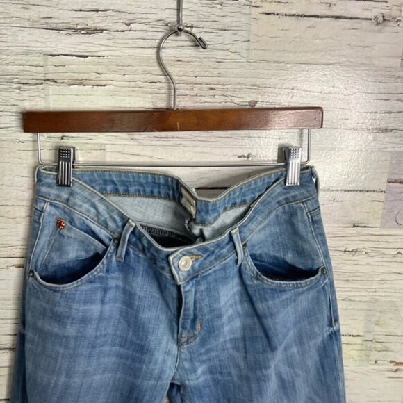 Hudson Jeans Womens size 29 Blue Straight Crop Cuff Flap pockets Low Rise - Picture 3 of 9